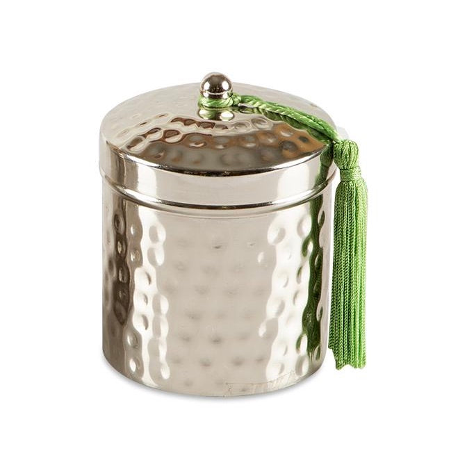 Silver Hammered Metal Candle with Lid